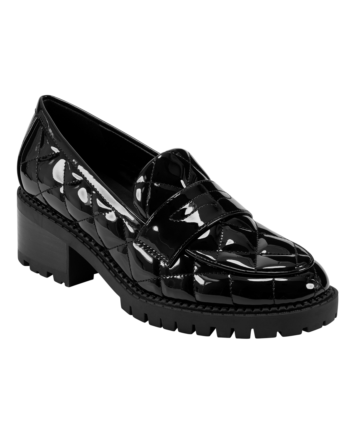 Women's Dantea Lug-Sole Casual Slip-On Loafers - Black Patent - Faux Patent Leather