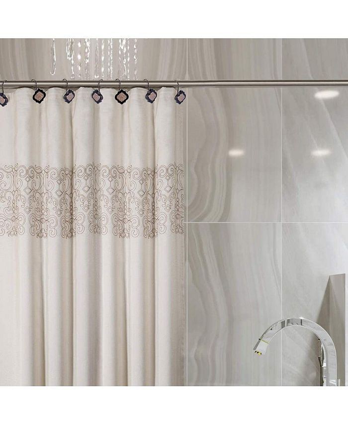 Creative Scents Dahlia Collection Brown Shower Curtain Hooks Set of 12