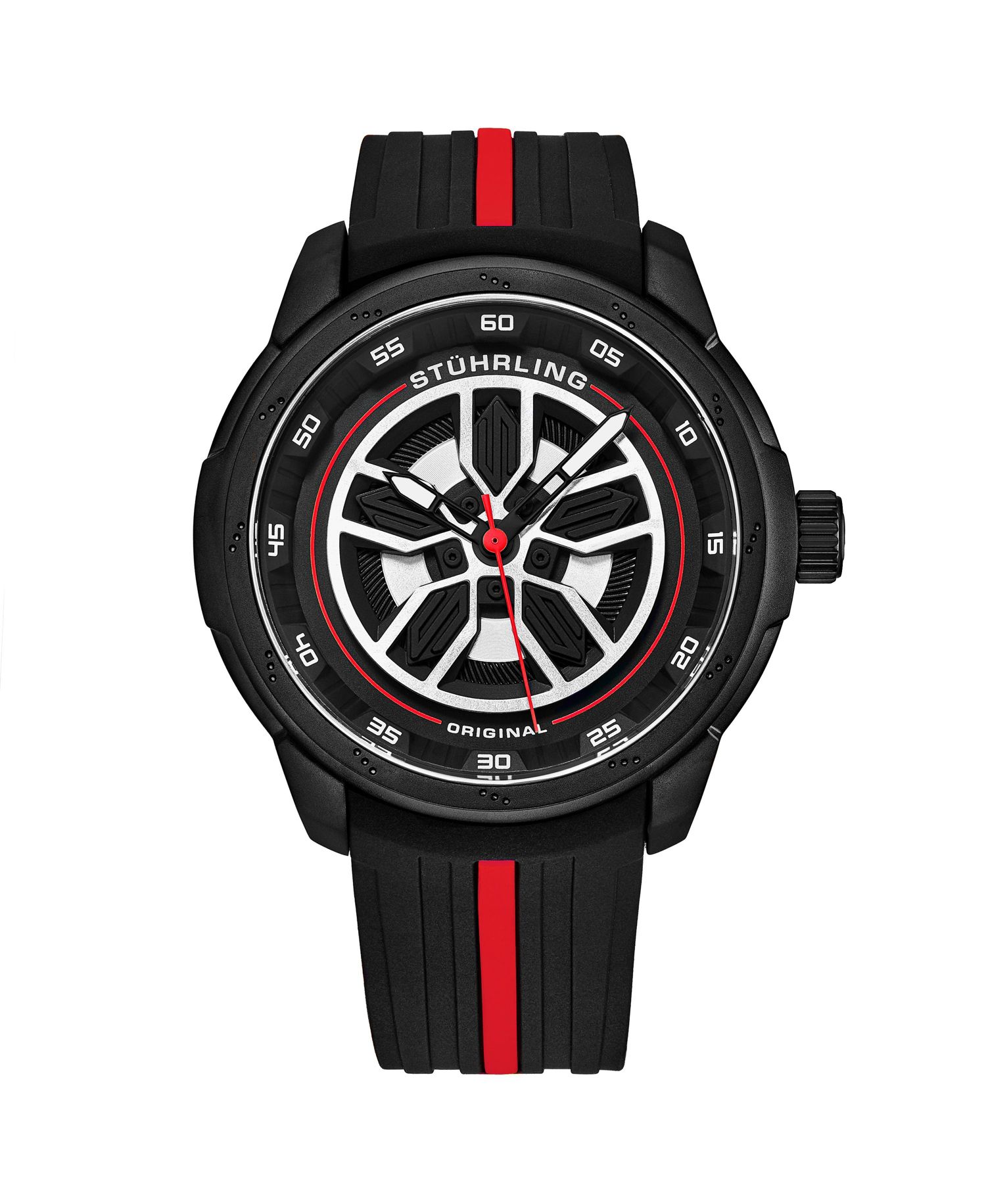 Men's 984 Quartz 44mm Aviator Multi Layered Dial Silicone Strap Men's Watch