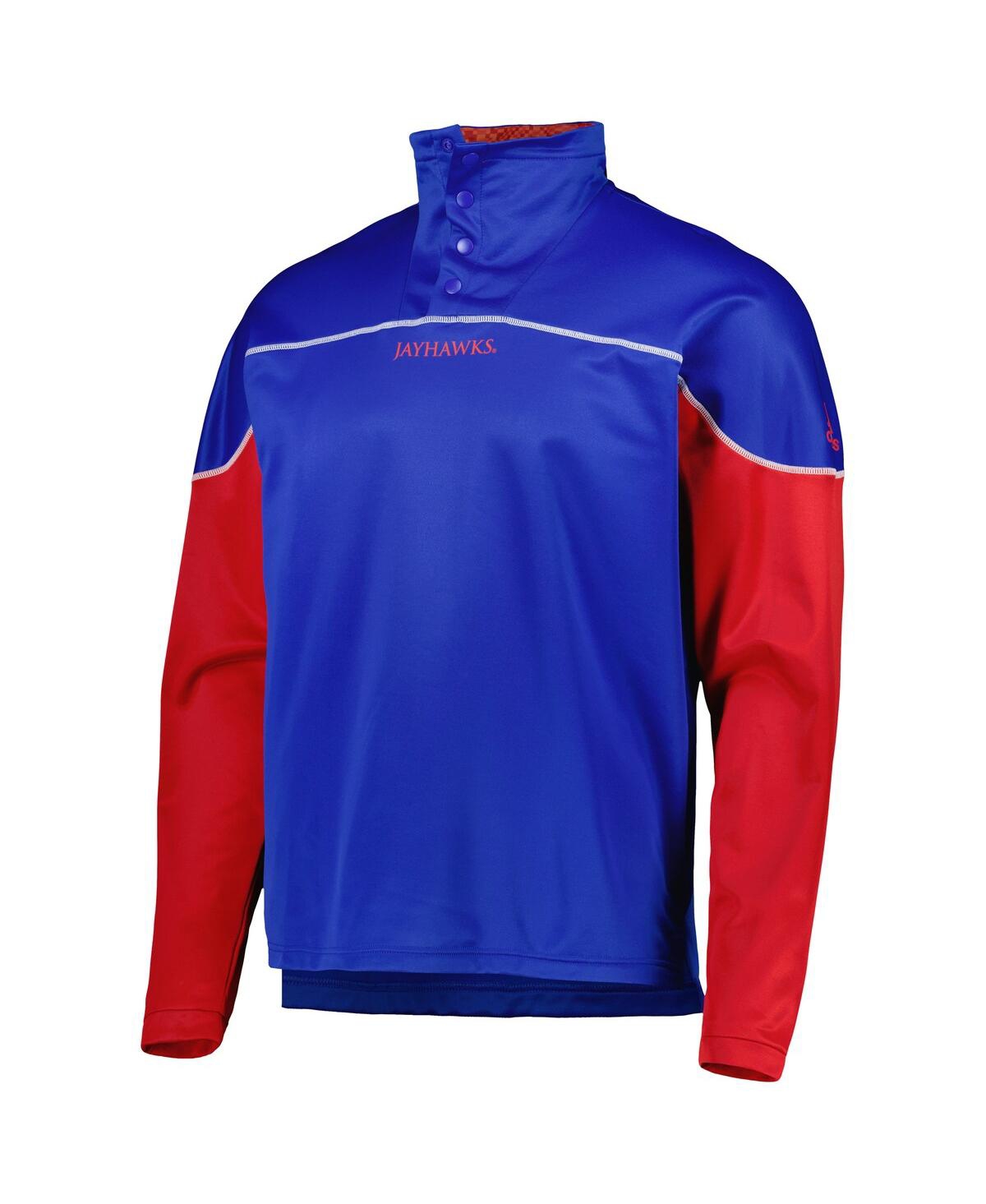 Men's adidasKansas Jayhawks Aeroready Knit Quarter-Snap Jacket - Royal