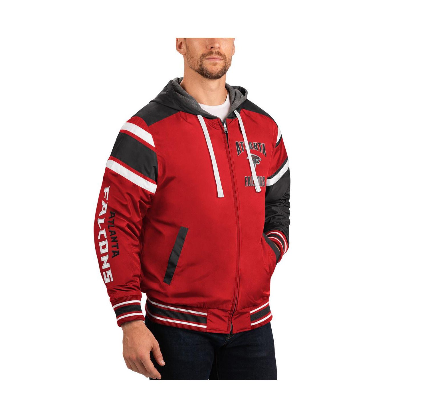Men's Gray, Red Atlanta Falcons Extreme Full Back Reversible Hoodie Full-Zip Jacket