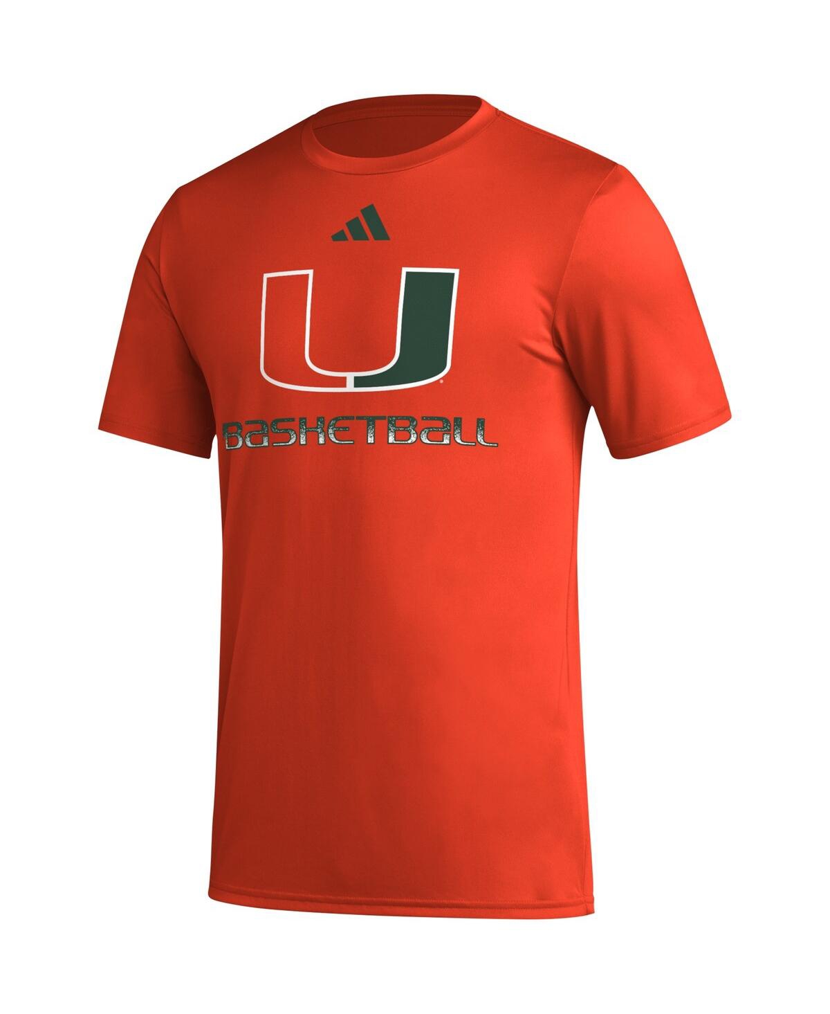 Men's adidasMiami Hurricanes Fadeaway Basketball Pregame Aeroready T-shirt - Orange