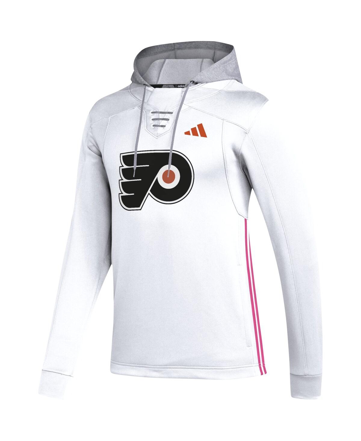 Men's adidasPhiladelphia Flyers Refresh Skate Lace Aeroready Pullover Hoodie - White