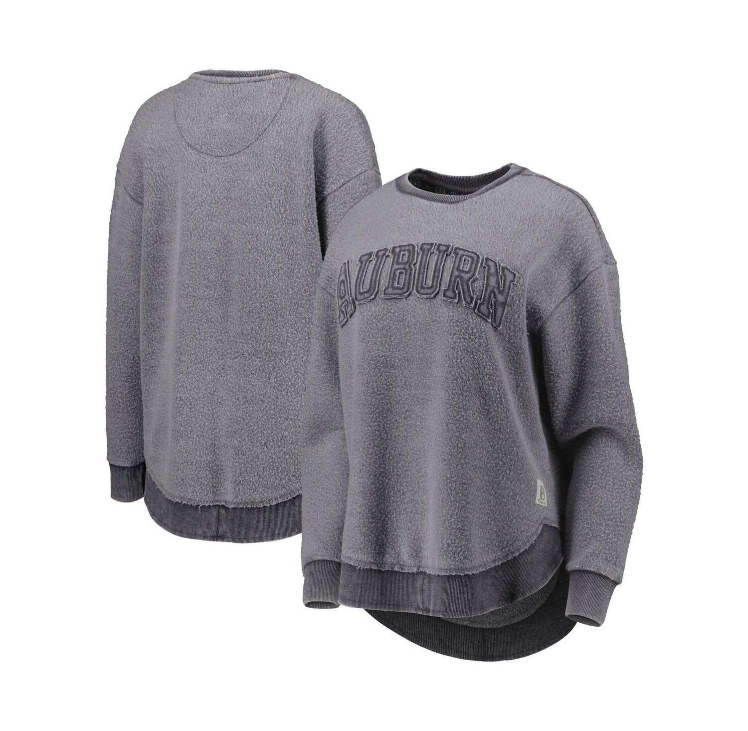 Women's Navy Distressed Auburn Tigers Ponchoville Pullover Sweatshirt