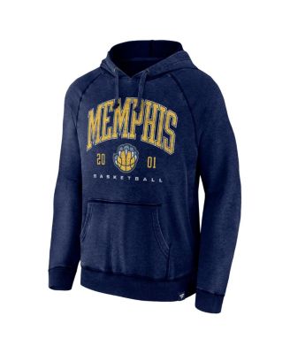 Men's Heather Navy Distressed Memphis Grizzlies Foul Trouble Snow Wash Raglan Pullover Hoodie