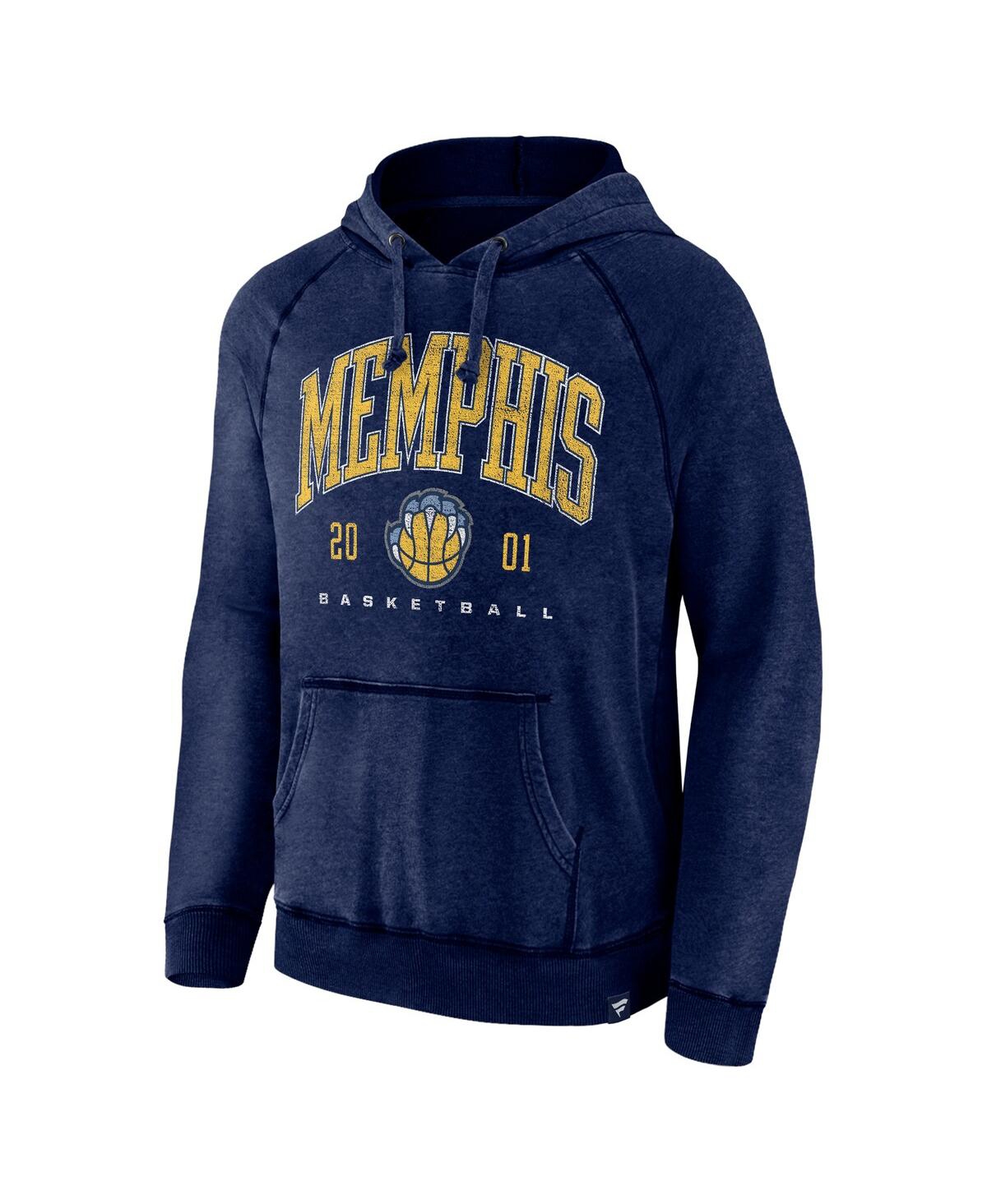 Men's FanaticsDistressed Memphis Grizzlies Foul Trouble Snow Wash Raglan Pullover Hoodie - Heather Navy