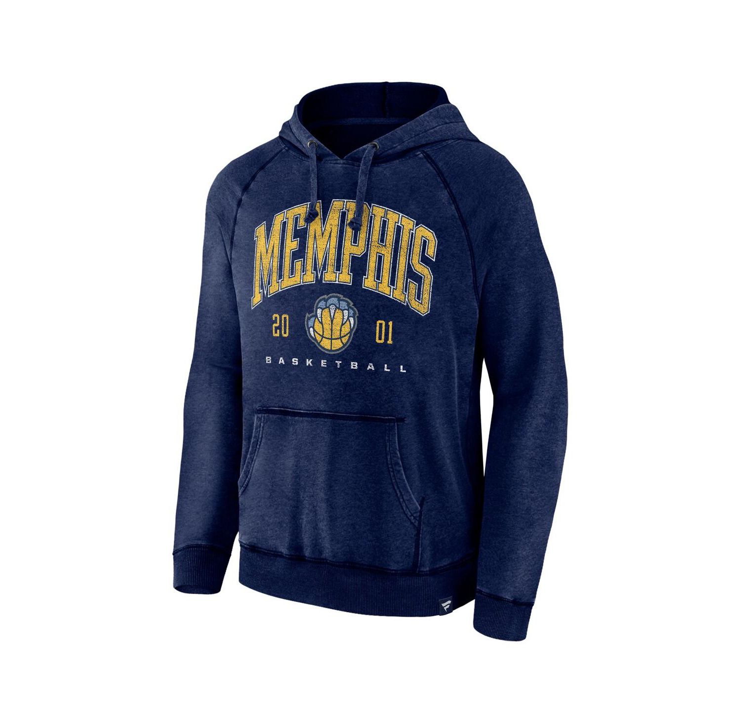 Men's Heather Navy Distressed Memphis Grizzlies Foul Trouble Snow Wash Raglan Pullover Hoodie