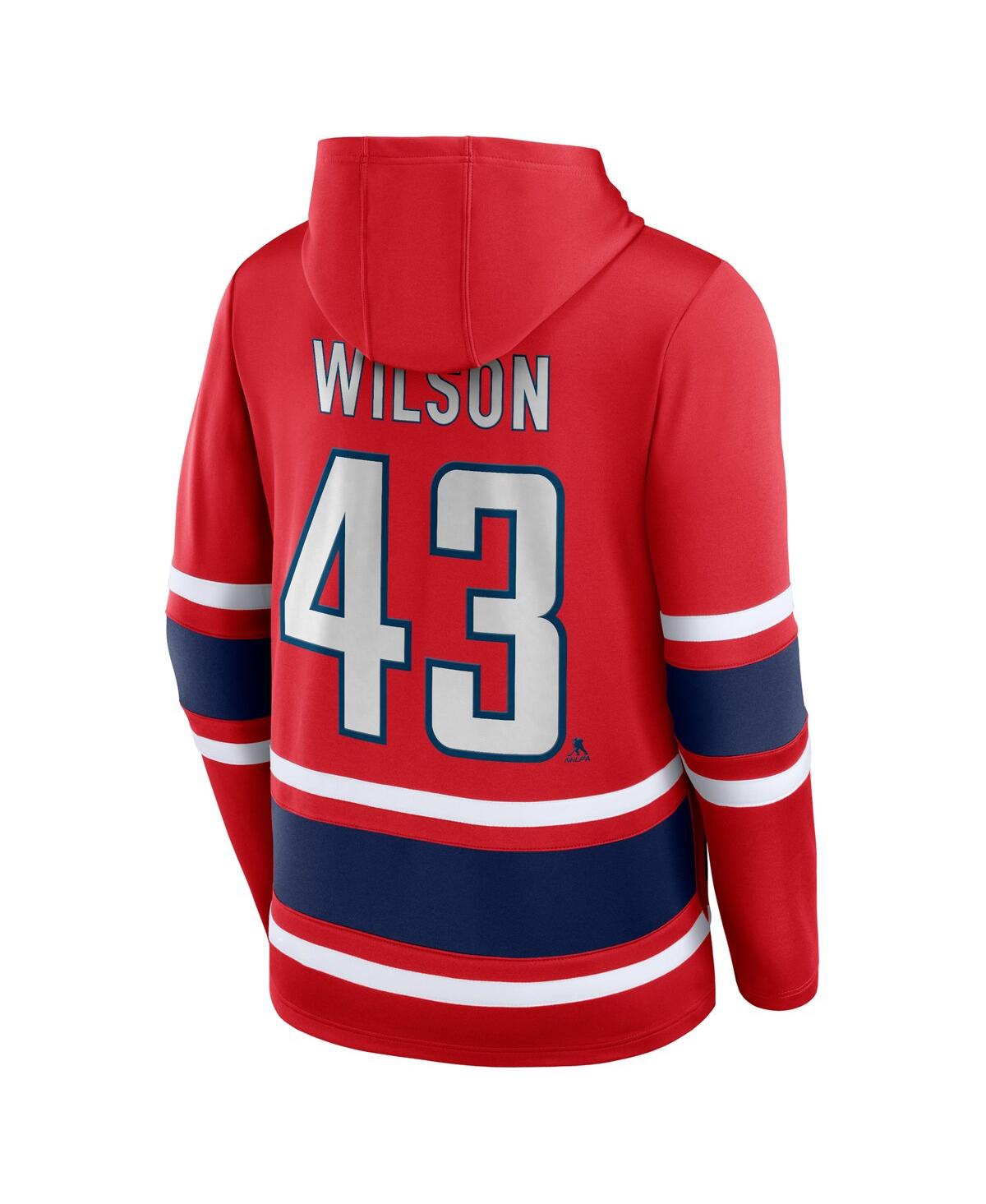 Shop Fanatics Men's  Tom Wilson Red Washington Capitals Name And Number Lace-up Pullover Hoodie