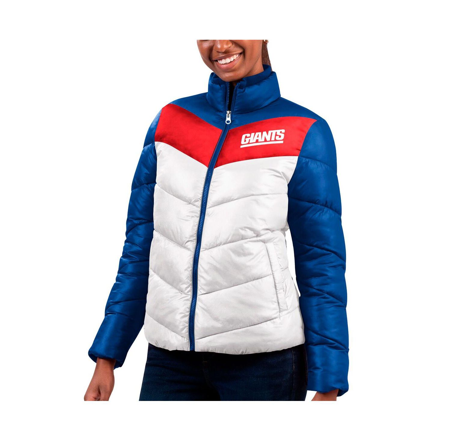 Women's White, Royal New York Giants New Star Quilted Full-Zip Jacket