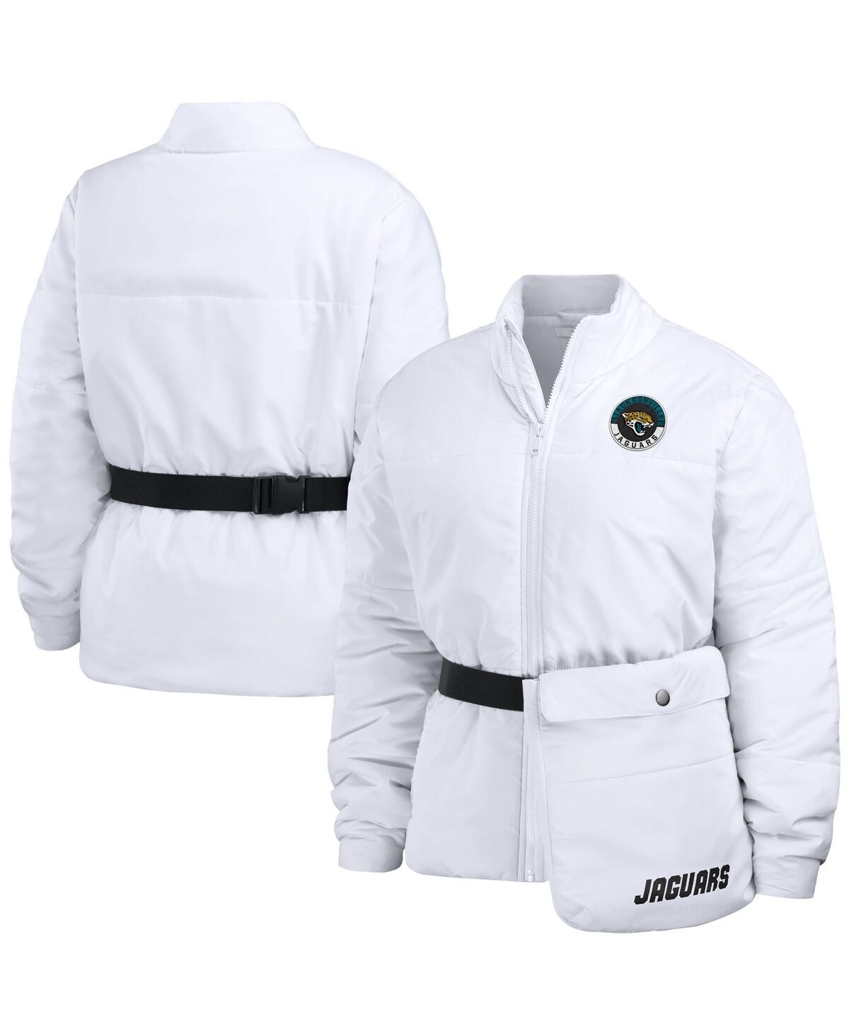 Shop Wear By Erin Andrews Women's  White Jacksonville Jaguars Packaway Full-zip Puffer Jacket