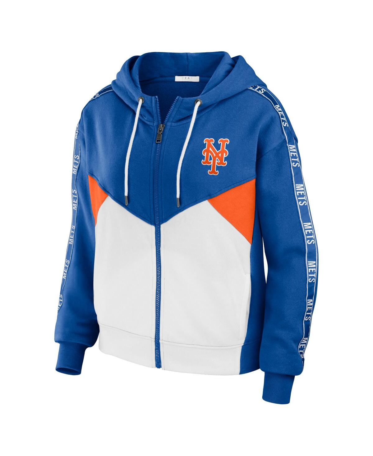 Women's Wear by Erin Andrews White New York Mets Color Block Full-Zip Hoodie - White
