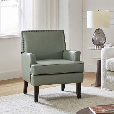 Nihad Modern Faux Leather Accent Chair with Nailhead Trim
