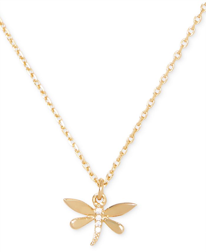 kate spade new york Gold Tone Pav Dragonfly Pendant Necklace 16