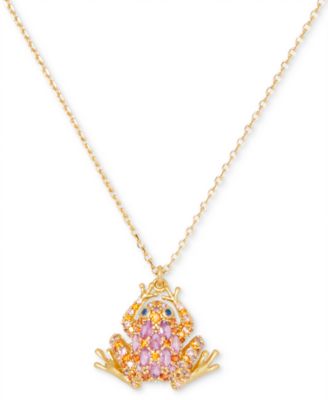 kate spade new york - Gold-Tone Cubic Zirconia Frog Mini Pendant Necklace, 16" + 3" extender