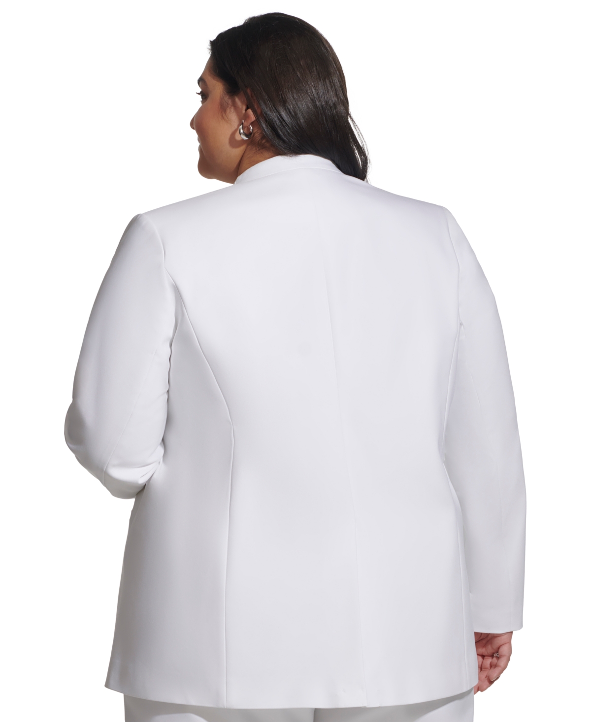 Shop Calvin Klein Plus Size Collarless Open-front Long-sleeve Jacket In White