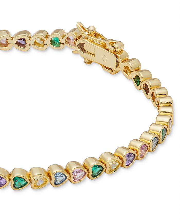 Bracelet Pampilles Cristal Zirconium Multicolore - Plaqué Or 18k, Neuf Avec étiquettes