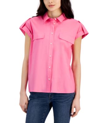 Nautica Jeans - Women's Cap-Sleeve Cotton Utility Top