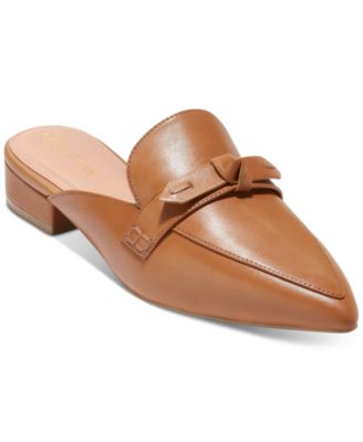 Cole Haan - Women's Piper Pointed-Toe Bow-Trim Flat Mules
