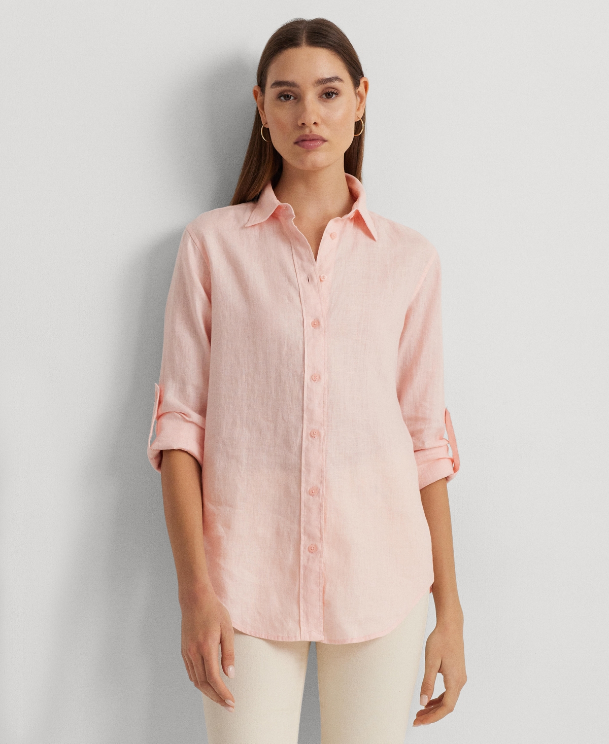 Lauren Ralph Lauren Linen Shirt In Pink Opal