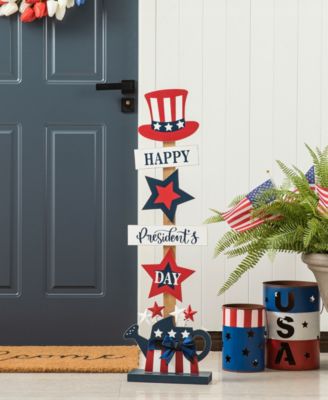 35.75" H Patriotic, Americana Wooden Top Hat Porch Sign