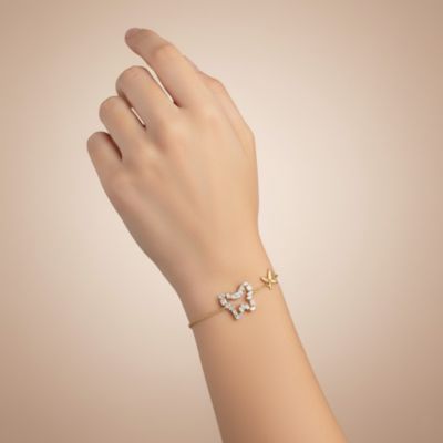 Gigi Girl Kids/Young Teens 14k Gold Plated with Baguette Cubic Zirconia Halo Butterfly Charm Adjustable Bracelet
