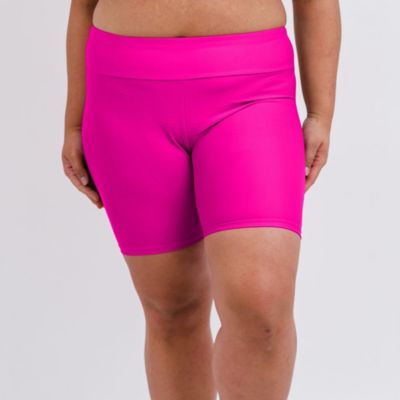 Plus Size Chlorine Resistant High Waisted Mid-Thigh Swim Shorts
