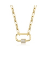 GiGiGirl Kids/Young Teens 14K Gold Plated Cubic Zirconia Chain Rectangle Pendant Necklace - Gold