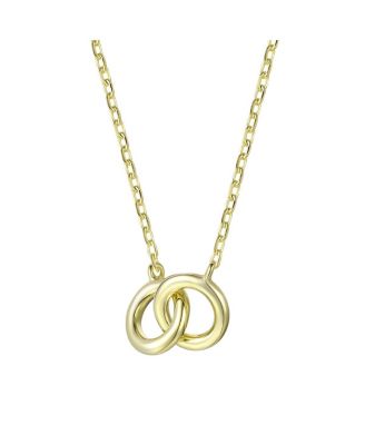 Teens/Young Adults 14K Gold Plated Cubic Zirconia Two overlapping Rings Necklace