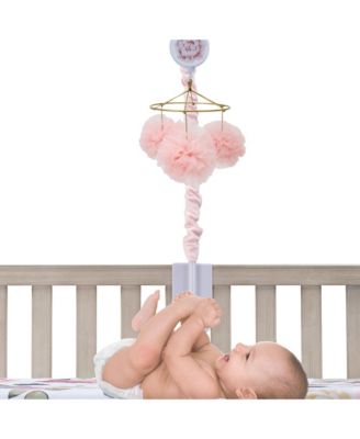 Secret Garden Pink Pom Pom Musical Baby Crib Mobile Soother Toy
