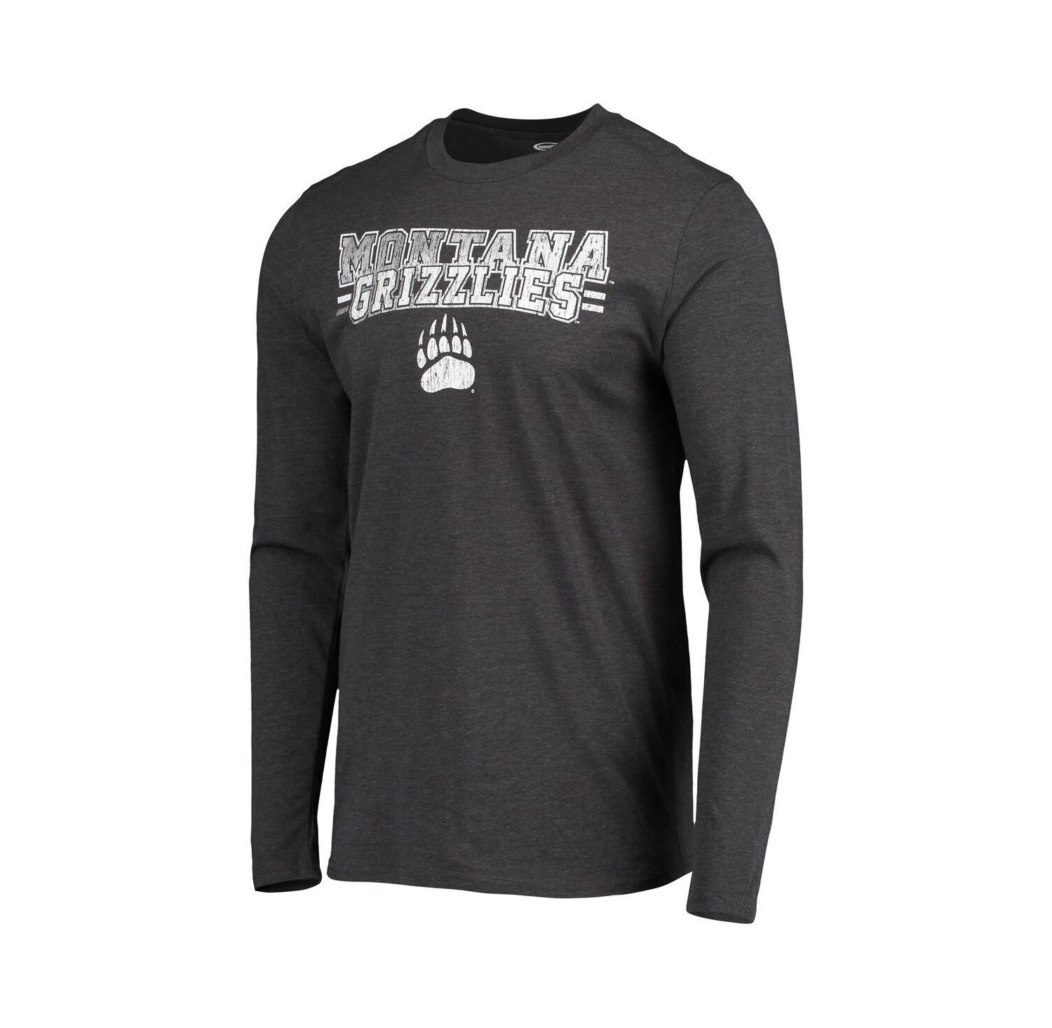Men's Maroon, Heathered Charcoal Distressed Montana Grizzlies Meter Long Sleeve T-shirt and Pants Sleep Set
