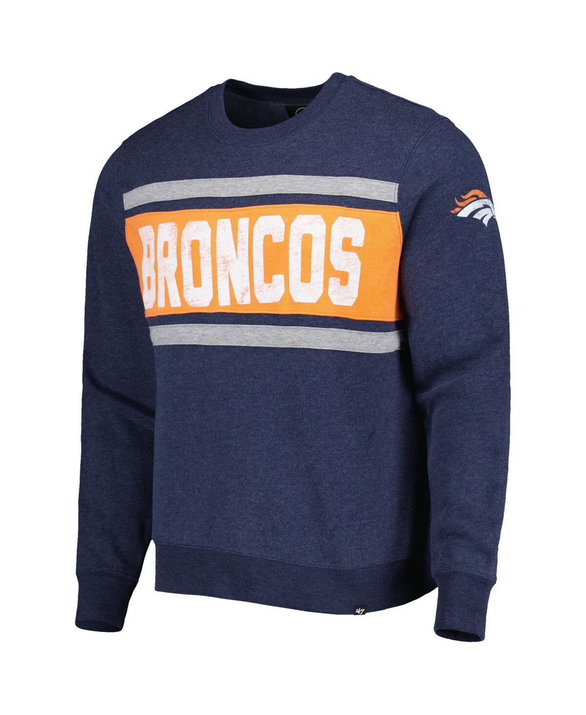Men's '47 BrandDistressed Denver Broncos Bypass Tribeca Pullover Sweatshirt - Heather Navy