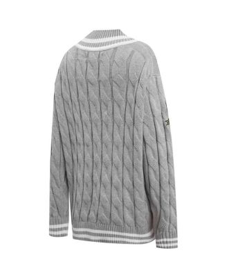 Women's Heather Gray Green Bay Packers Prep V-Neck Pullover Sweater