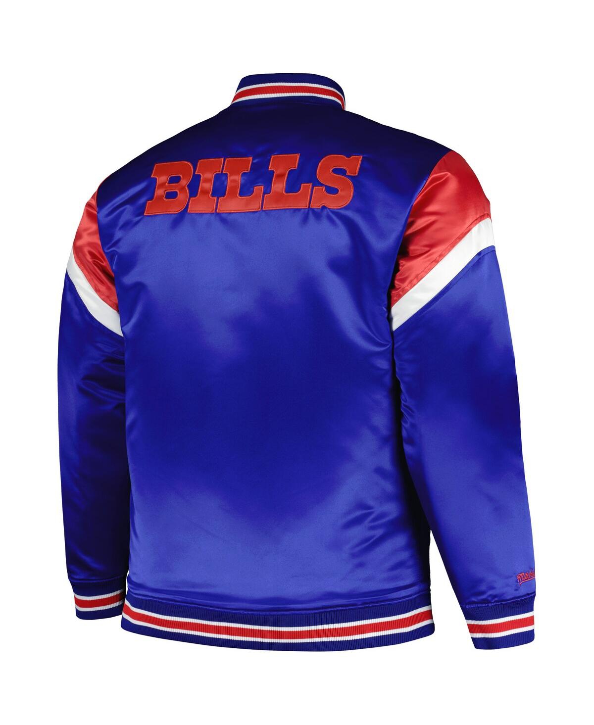 Men's Mitchell & NessDistressed Buffalo Bills Big and Tall Satin Full-Snap Jacket - Royal