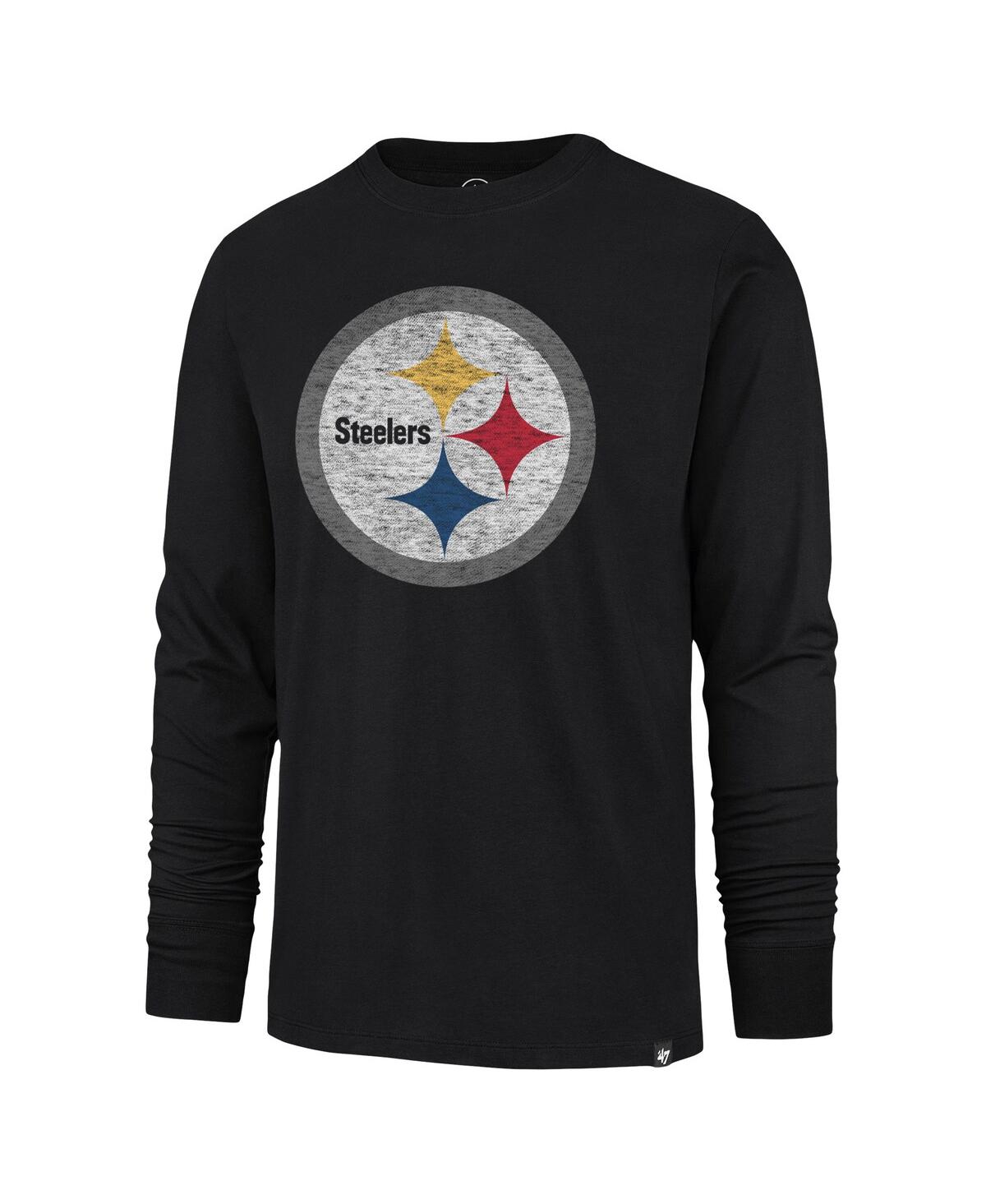 Men's '47 BrandDistressed Pittsburgh Steelers Premier Franklin Long Sleeve T-shirt - Black