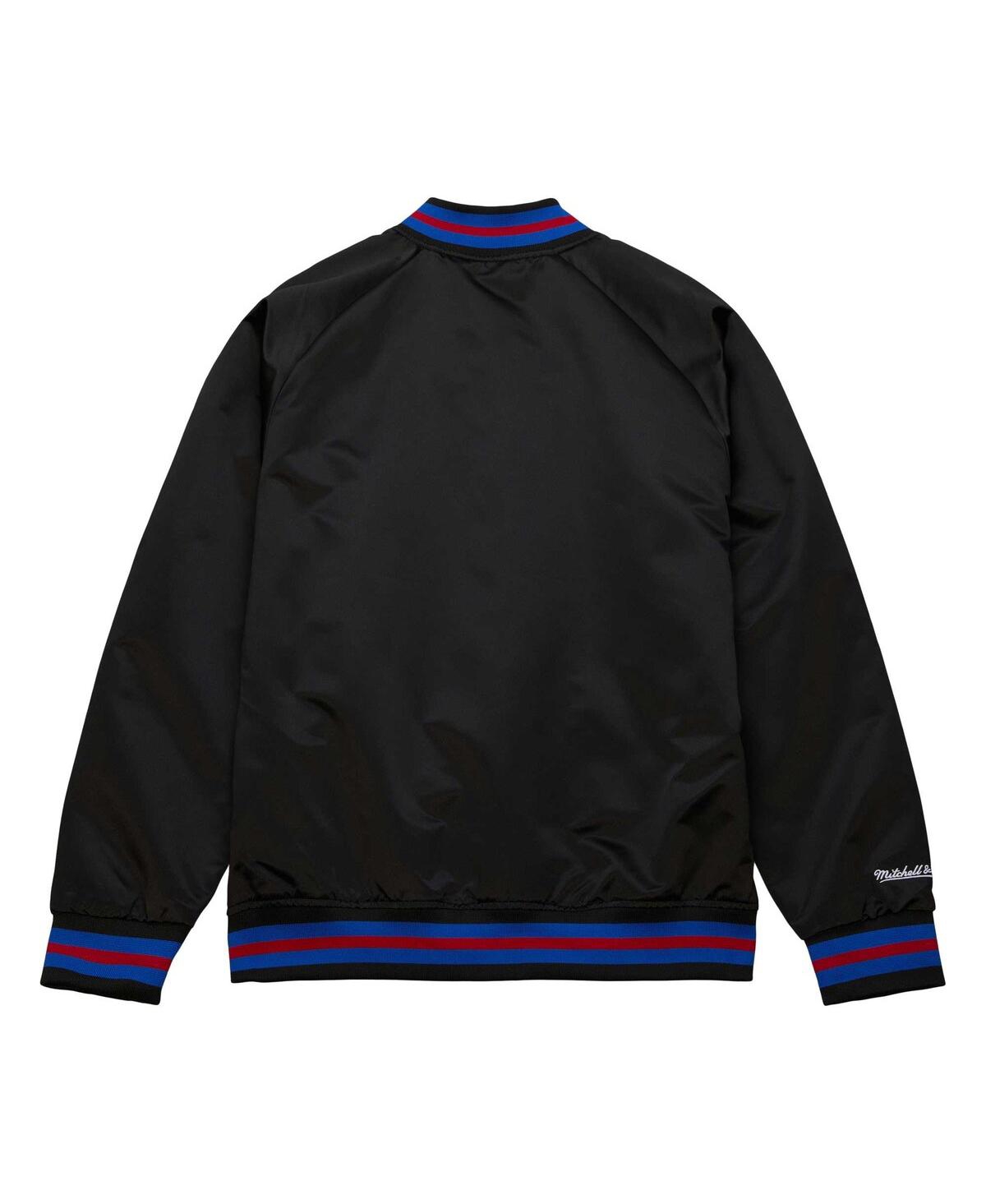 Men's Mitchell & NessPhiladelphia 76ers Hardwood Classics Throwback Wordmark Raglan Full-Snap Jacket - Black