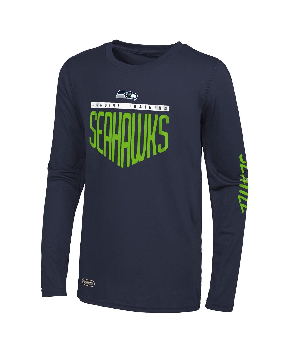 Men's Navy Seattle Seahawks Impact Long Sleeve T-shirt - Navy