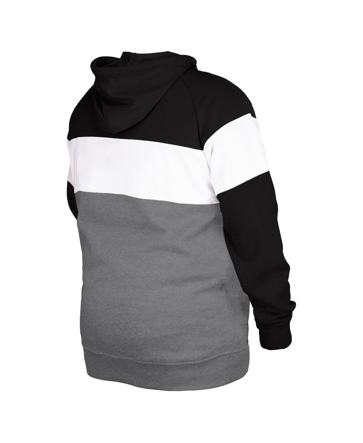 Men's New EraDistressed Oakland Raiders Big and Tall Throwback Colorblock Pullover Hoodie - Black