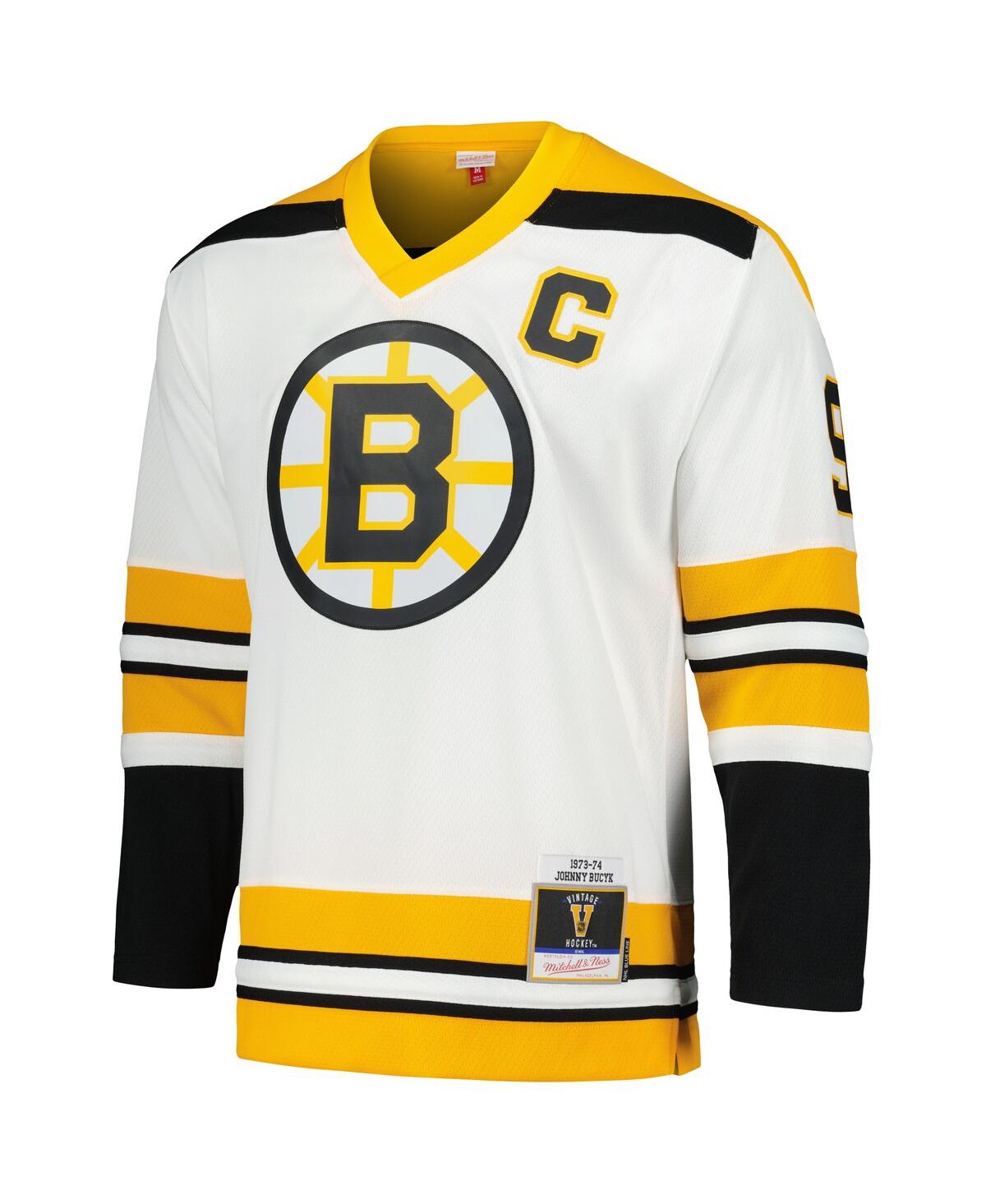 Men's Mitchell & Ness Johnny BucykBoston Bruins 1973/74 Blue Line Player Jersey - White