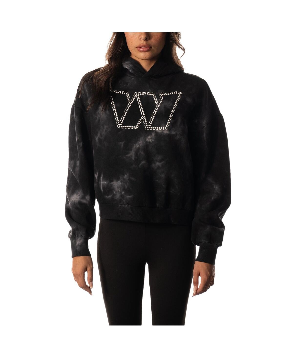 The Wild Collective Women's  Black Washington Commanders Tie-dye Cropped Pullover Hoodie