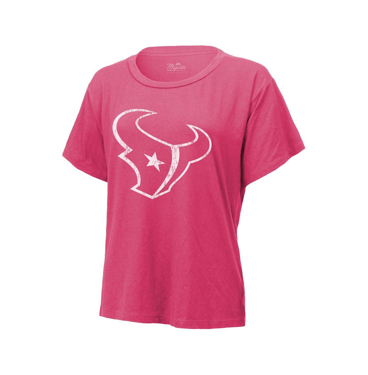 Женская футболка Majestic Threads C.J. Stroud Pink Distressed Houston Texans Name and Number — фото 3