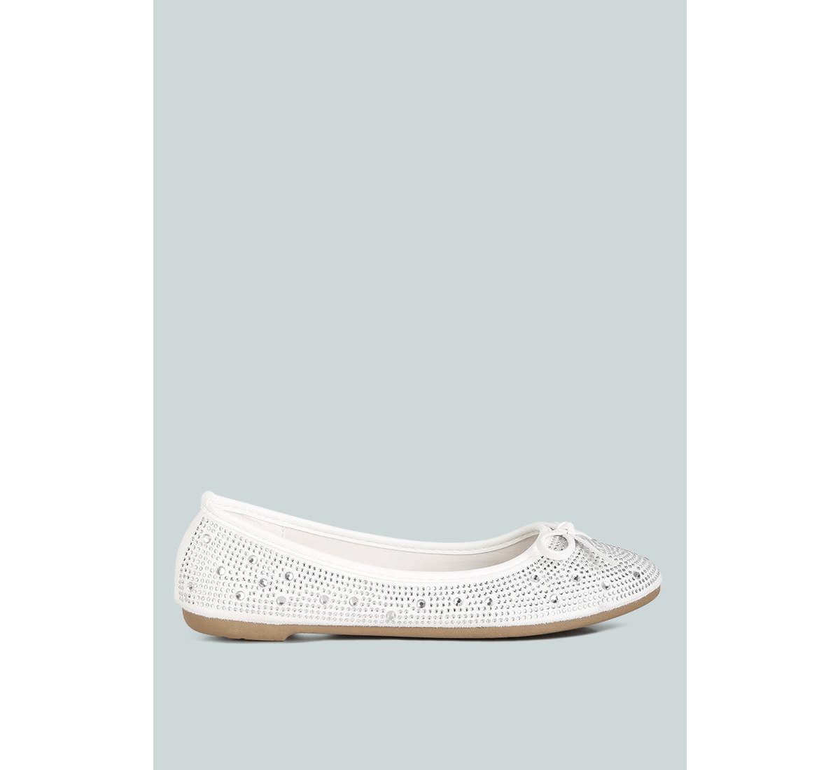 Women's hosana rhinestones and stud embellished ballet flats - Off white
