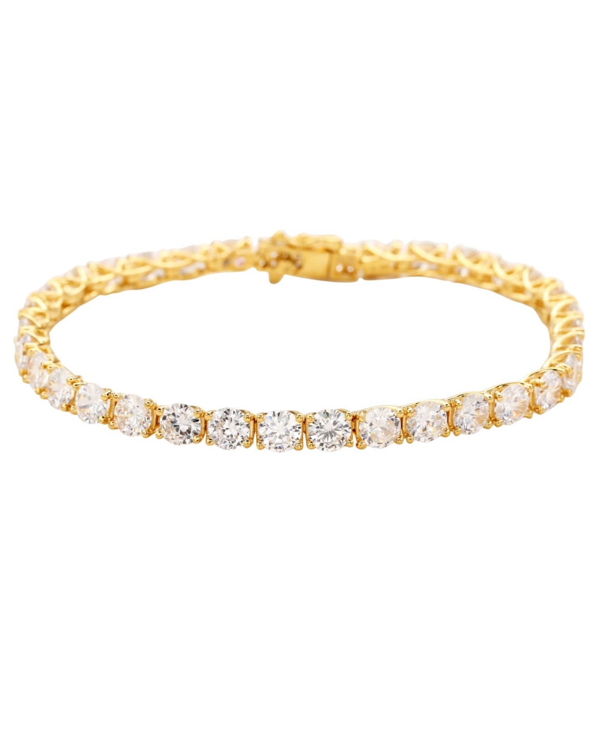 Suzy Levian Sterling Silver Cubic Zirconia Large Tennis Bracelet - Gold