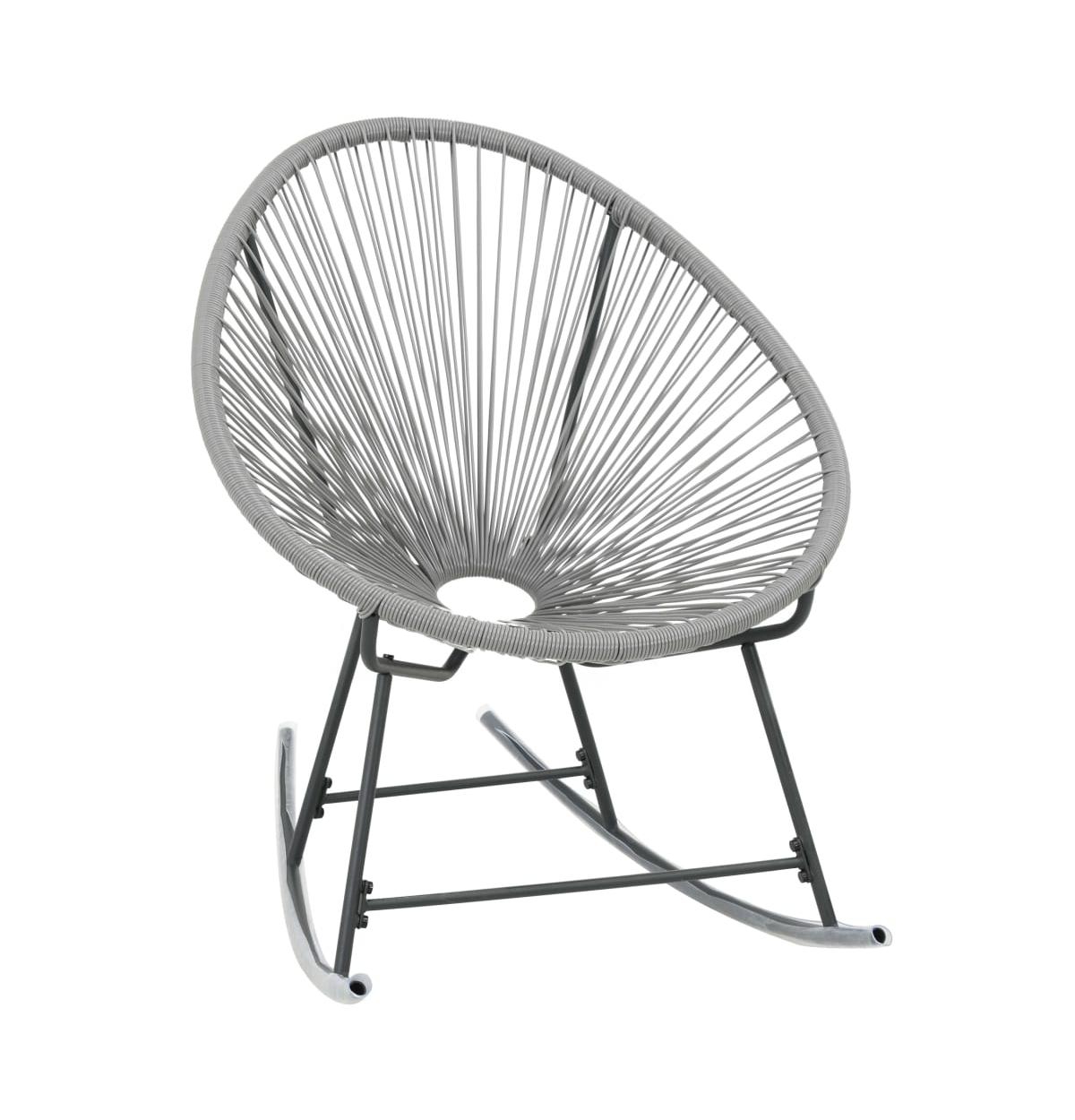 Vidaxl Outdoor Rocking Moon Chair Gray Poly Rattan In Grey