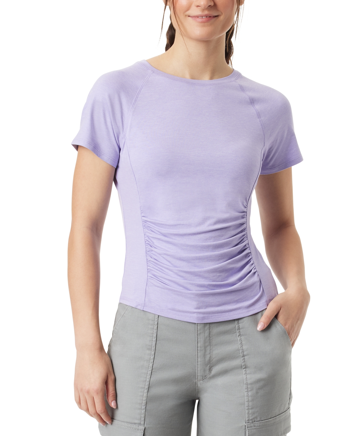 Shop Bass Outdoor Women's Ruched Raglan-sleeve Fashion Tee In Orchid Petal