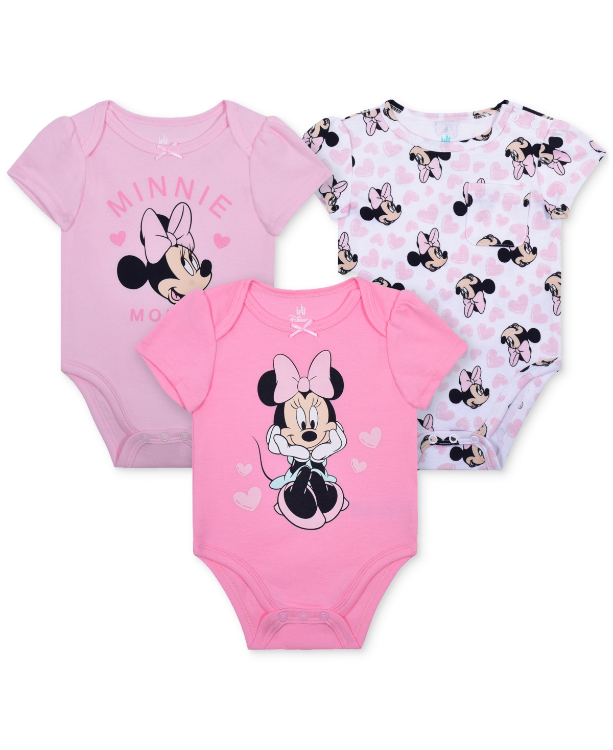 Shop Disney Baby 3 Pack Minnie Mouse Bodysuits In Pink