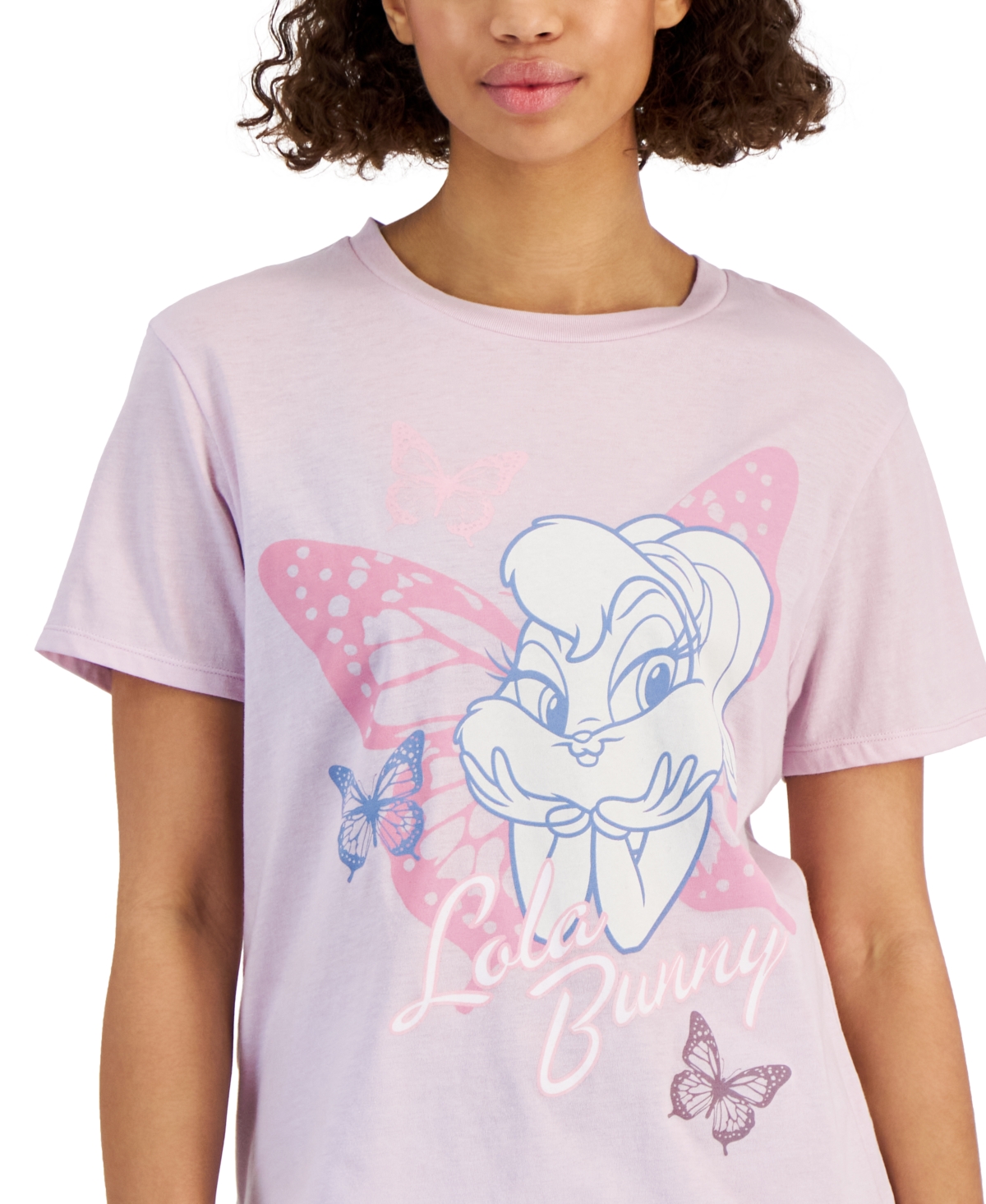 Shop Love Tribe Juniors' Lola Bunny Graphic-print Tee In Lavender