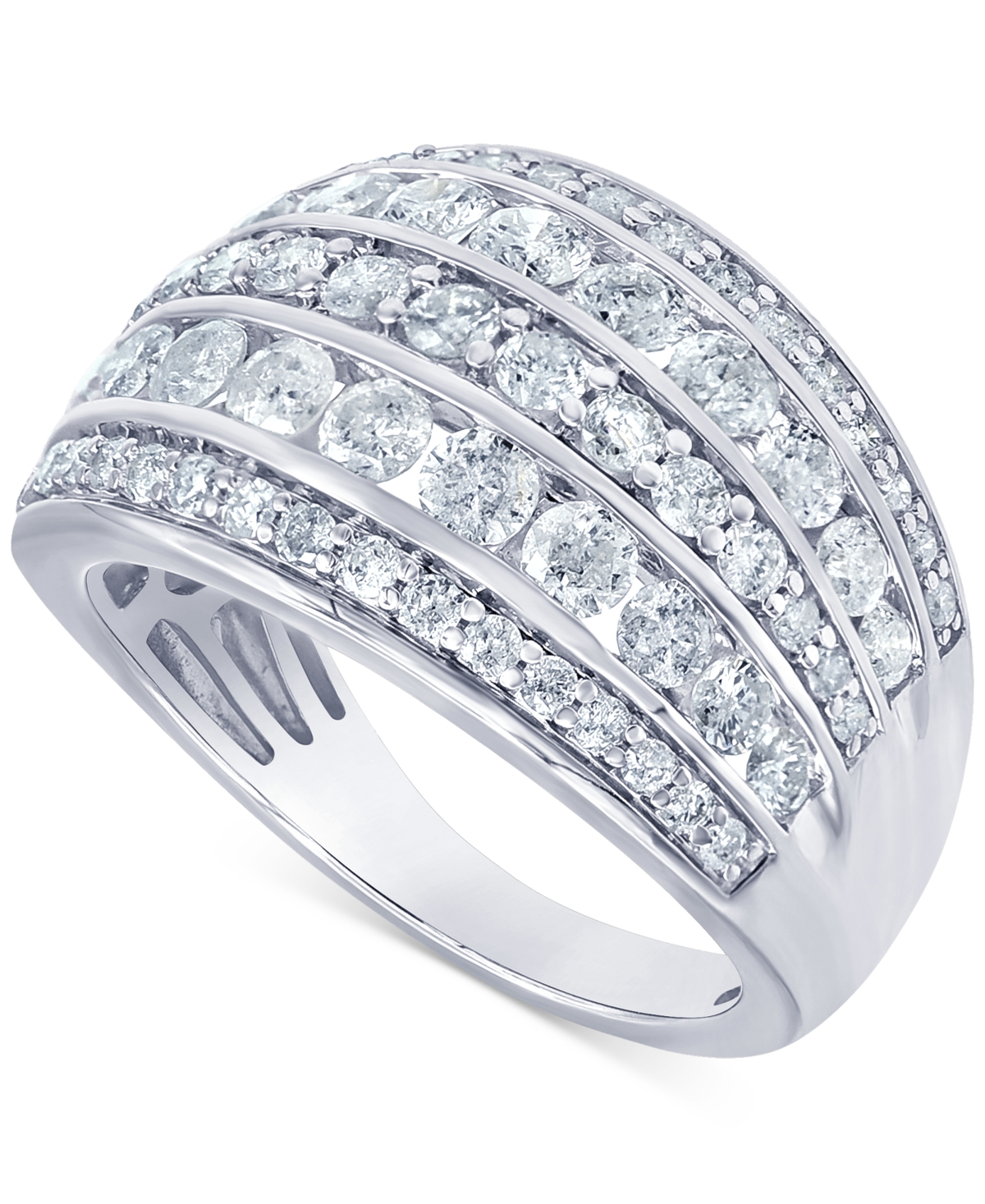 Macy's Diamond Multirow Statement Ring (2 Ct. T.w.) In 14k White Gold
