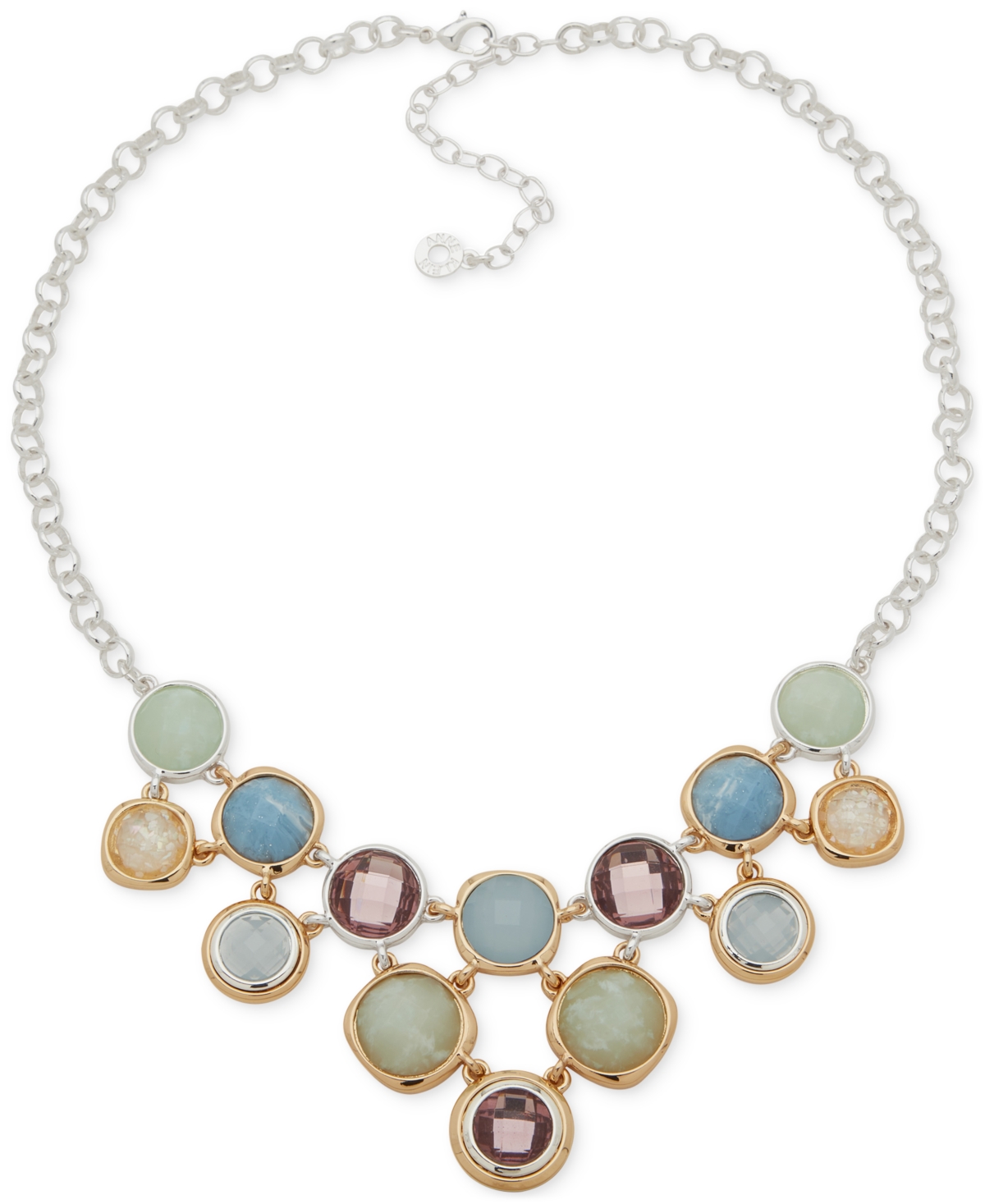 Shop Anne Klein Two-tone Crystal Frontal Statement Necklace, 16" + 3" Extender In Multi