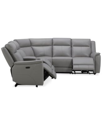 Addyson 117" 6-Pc. Leather Sectional with 3 Zero Gravity Recliners with Power Headrests & 1 Console, Created for Macy's