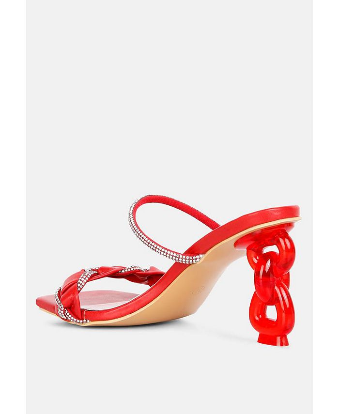 London Rag Women's Big Plan Diamante Detail Mid Heel Sandals Macy's